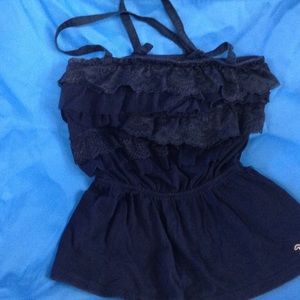 Hollister Navy Blue Ruffled Lace Tank Top